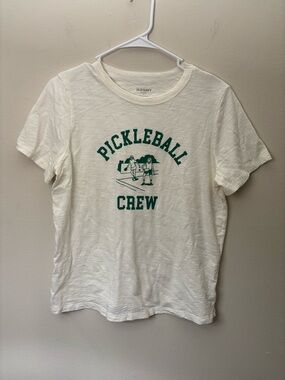 Old Navy Pickleball Crew Graphic Tee White Slub Knit Women’s Size M Casual